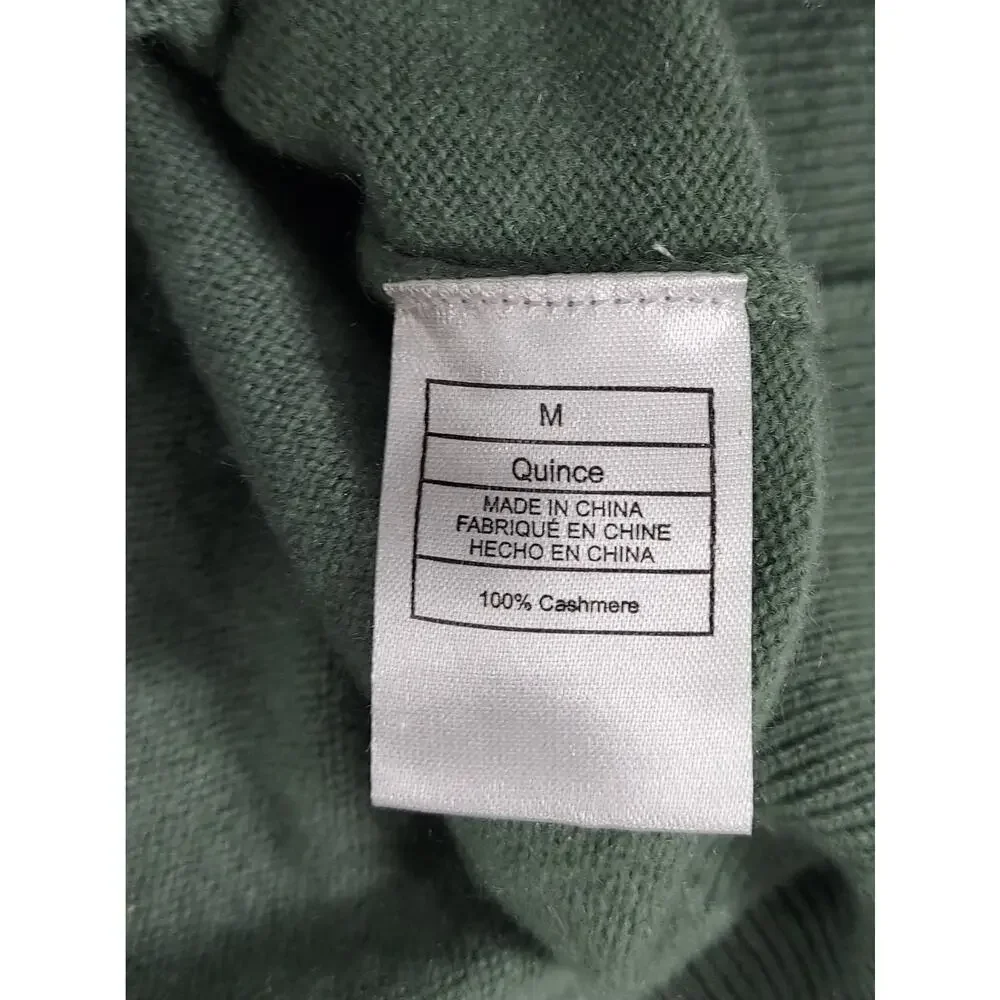 Quince 100% Cashmere Crewneck Sweater Moss Green Knit Pullover Minimalist Medium